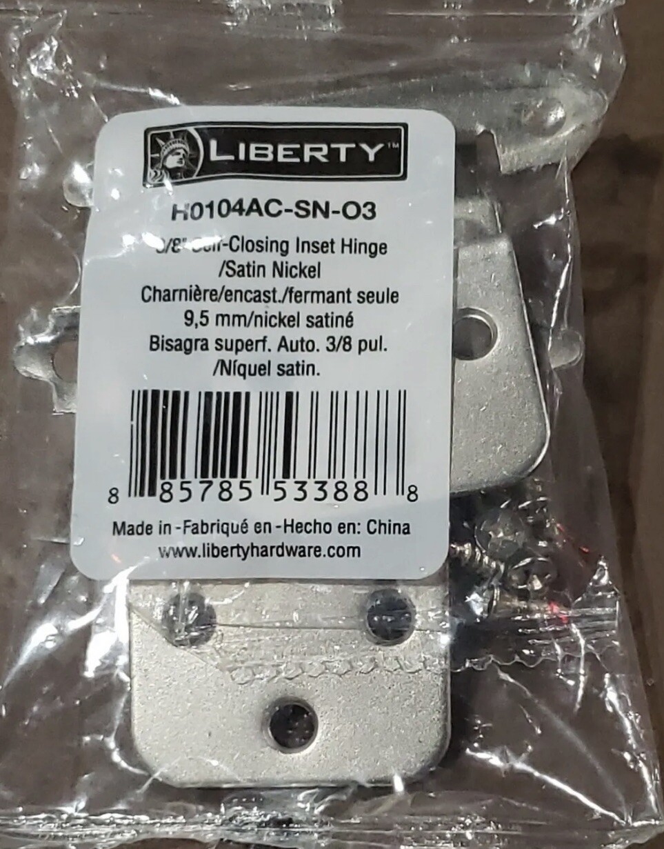 4 Pk-Liberty Self Closing 3/8 in. Inset Cabinet Hinge Satin Nickel H0104ACSN