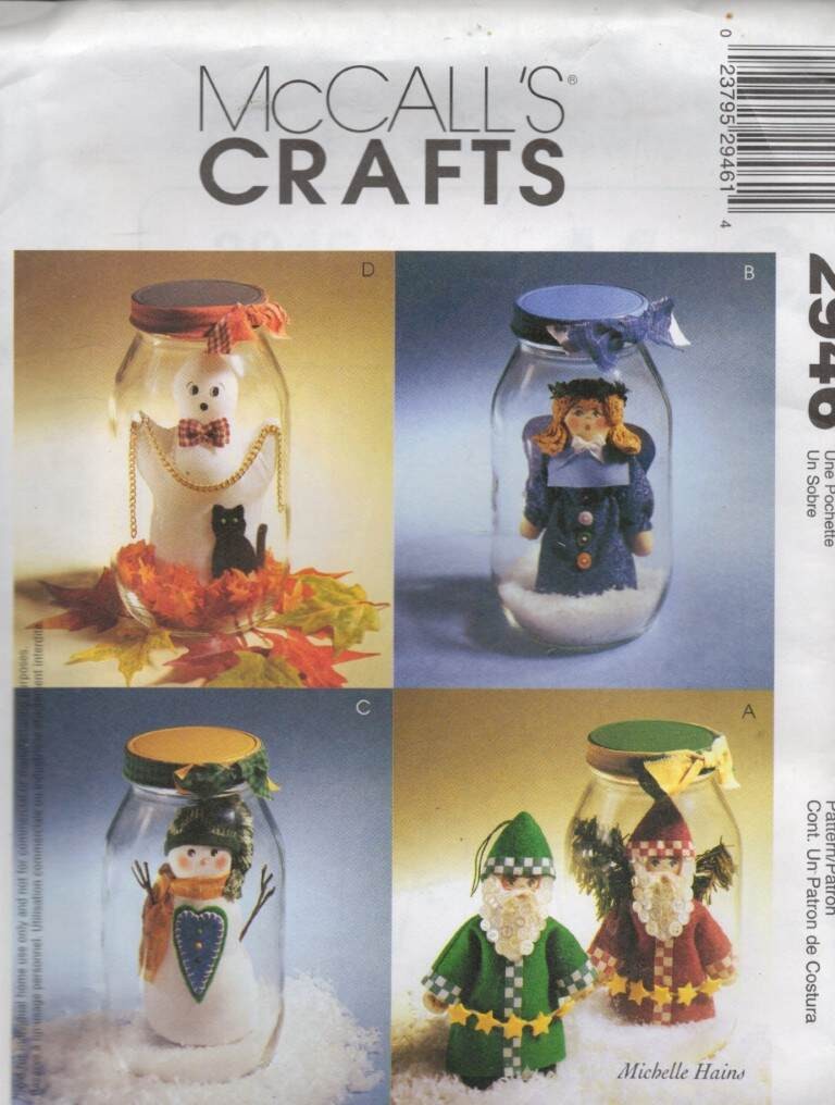 2946 MCCALL'S CRAFTS SNOW JARS 4 SUPER CUTE DESIGNS