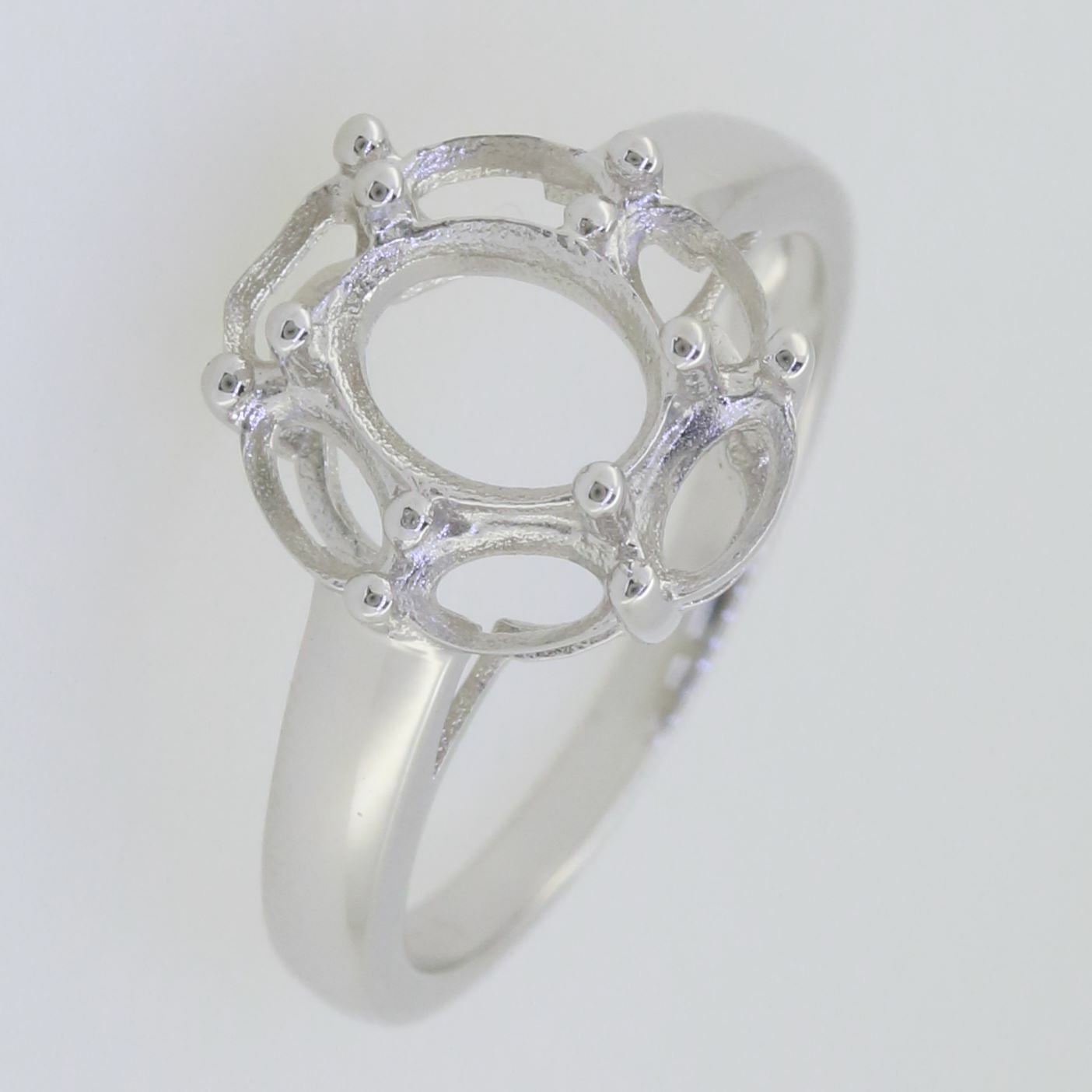 Sterling Silver Semi Mount Ring Setting Oval OV 8X6mm Topaz
