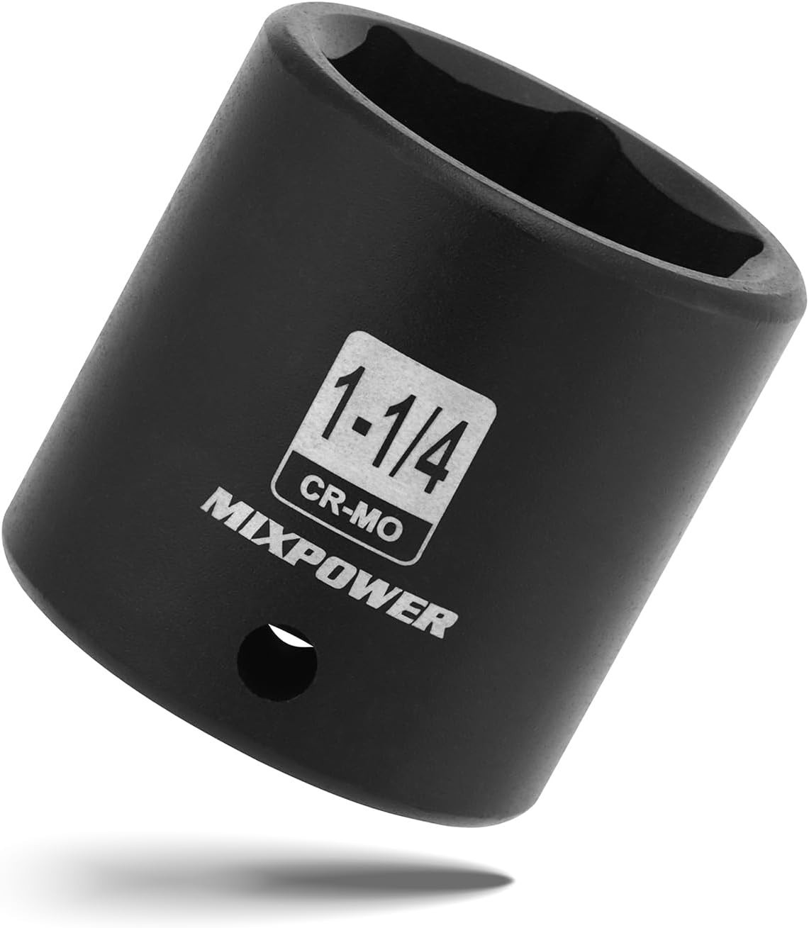 MIXPOWER 1/2" Drive Shallow Impact Socket, CR-MO, 1-1/4", 6 Point, Radius Corner