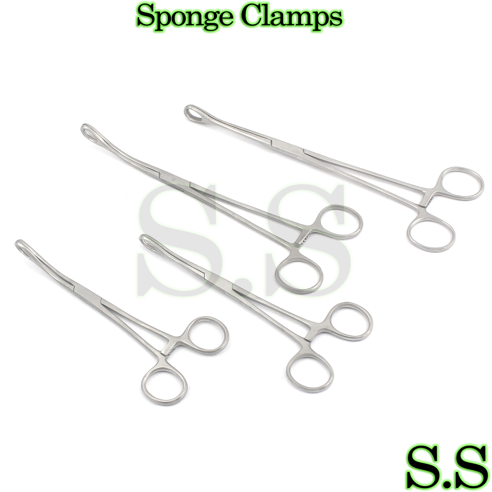 Body Piercing 4 x Sponge Clamps 7" 9.5" straight curved