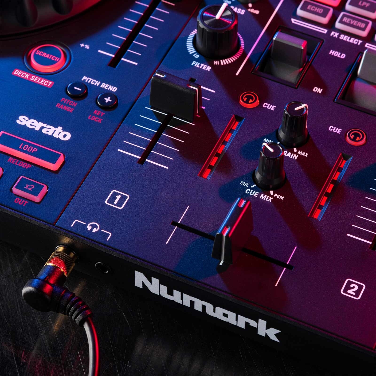 Numark Mixtrack Platinum FX 4-Deck Serato DJ Controller w Monitors Starter Pack