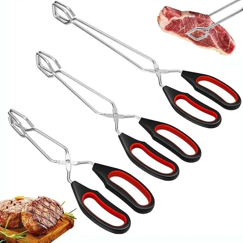 Scissor Tongs Stainless Steel 1 Pc Kitchen Tongs for Cooking Food Tongs BBQ.