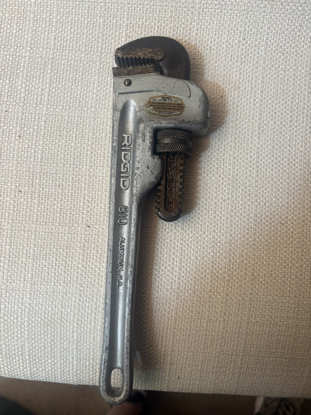 Ridgid 10" Aluminum Straight Pipe Wrench - Model 810 USA  USED