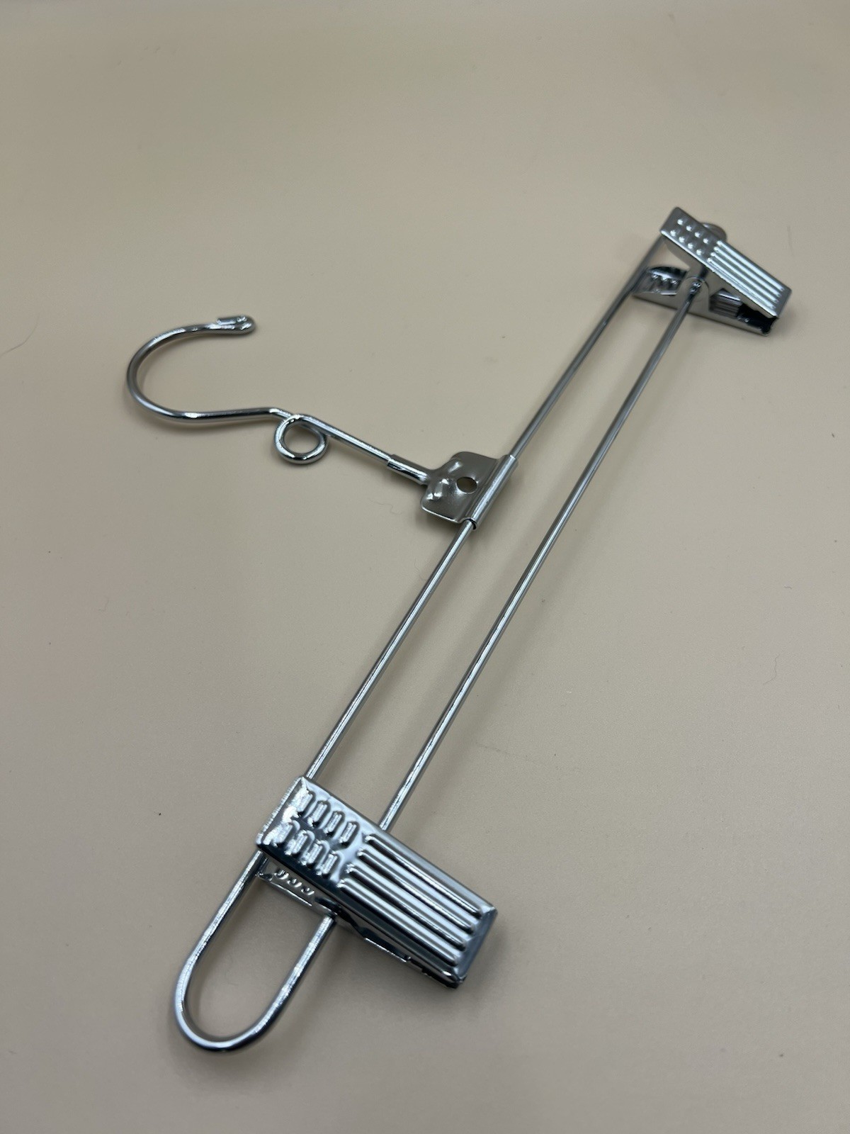 Lot of 10 Chrome Metal Skirt Pants Hangers with Adjustable Clips 12” Heavy Duty