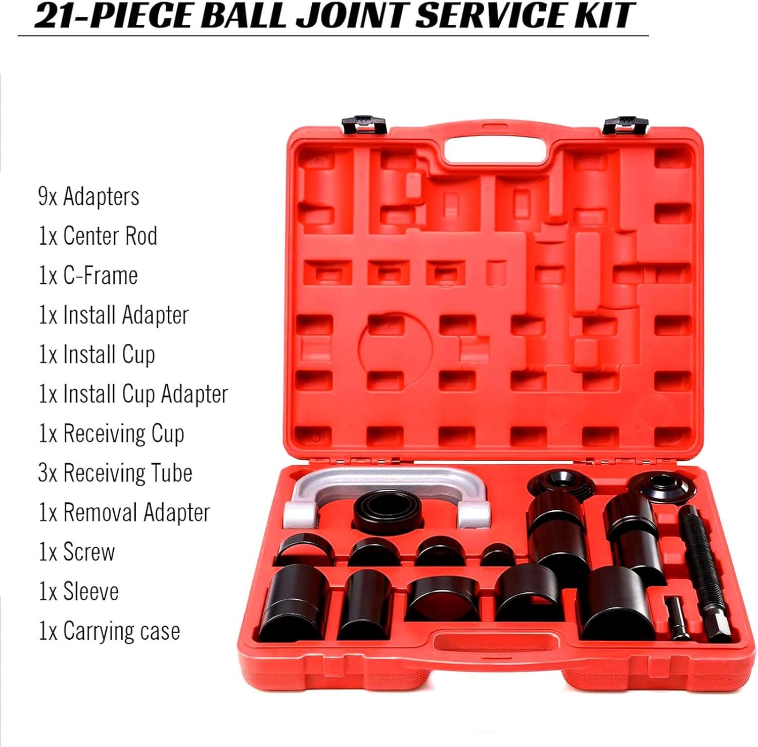 21PC C-PRESS BALL JOINT MASTER SET SERVICE KIT REMOVAL INSTALLER 2/4WD AUTO