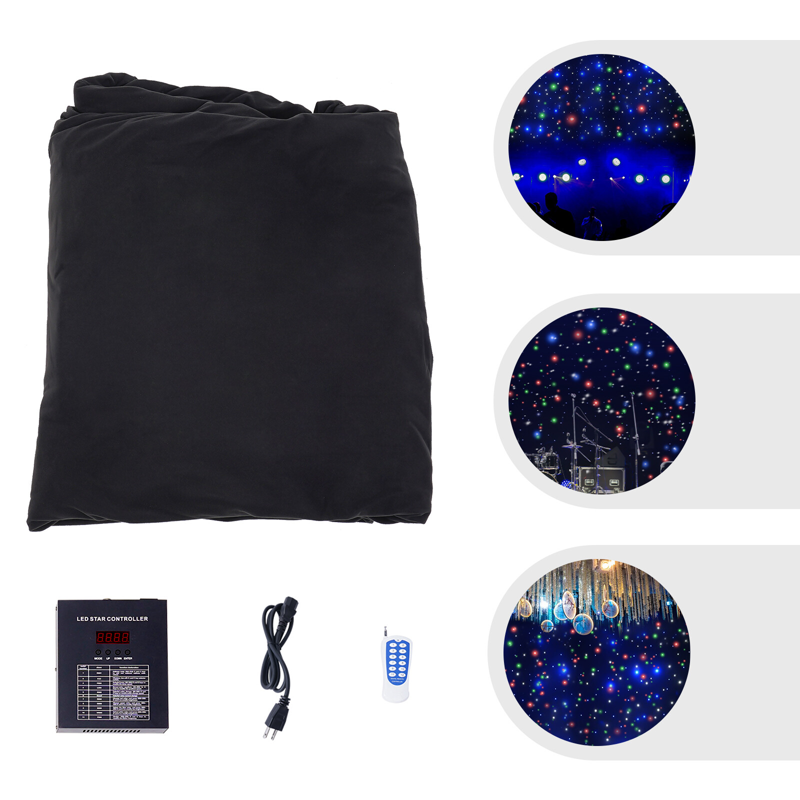 LED Stage Backdrop Star Light Curtain Backdrops Galaxy Starry Background 4mx4m