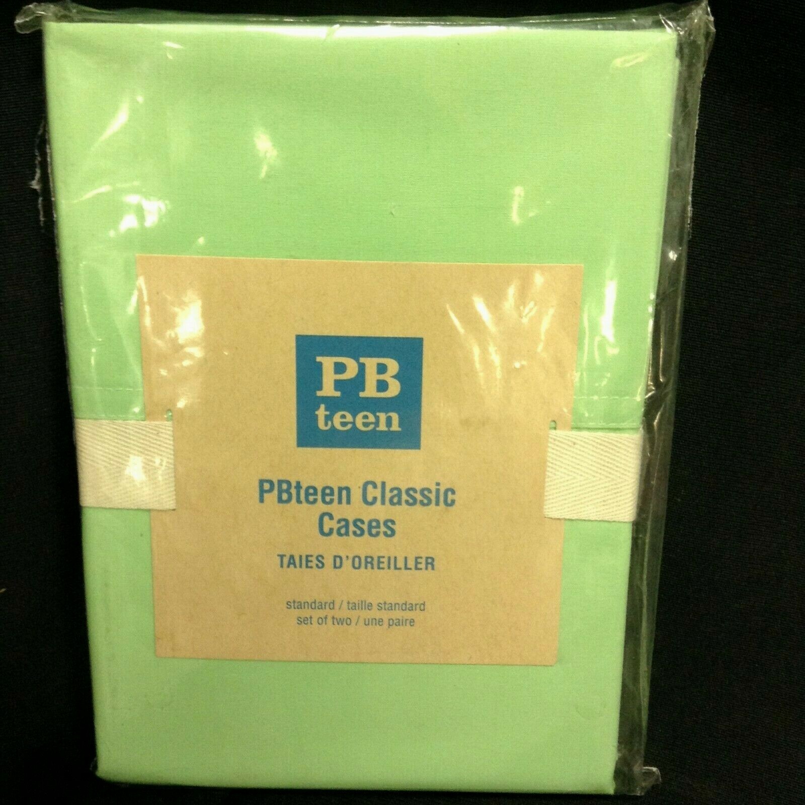 Pottery Barn Teen PBT Classic Bed Dorm Pillow Cases Set 2 Light Green 5% Organic