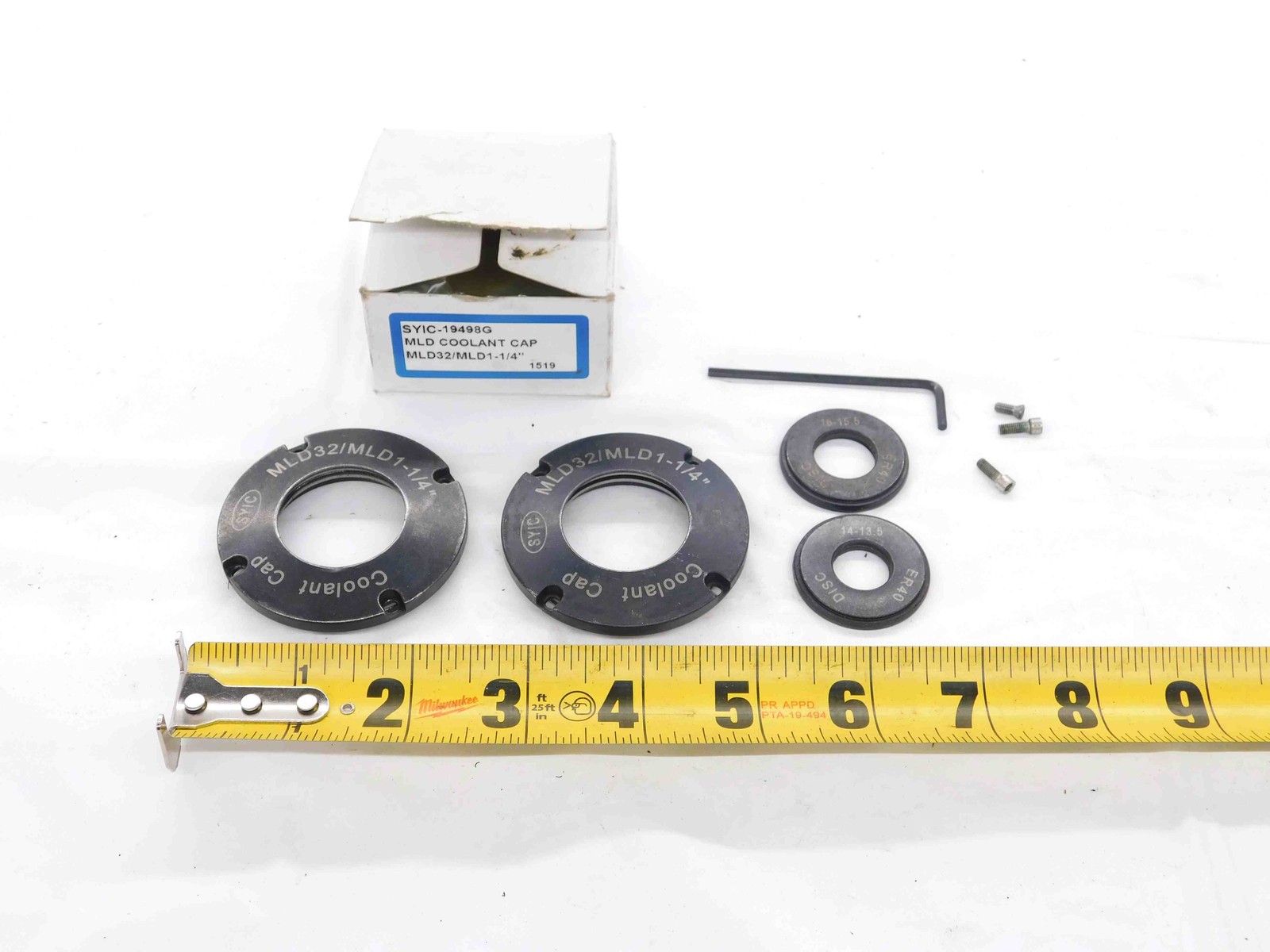 4pcs LOT MLD32/MLD1-14" MLD COOLANT CAPS W/ ER40 DISCS 16-15.5/14-13.5 MACHINIST