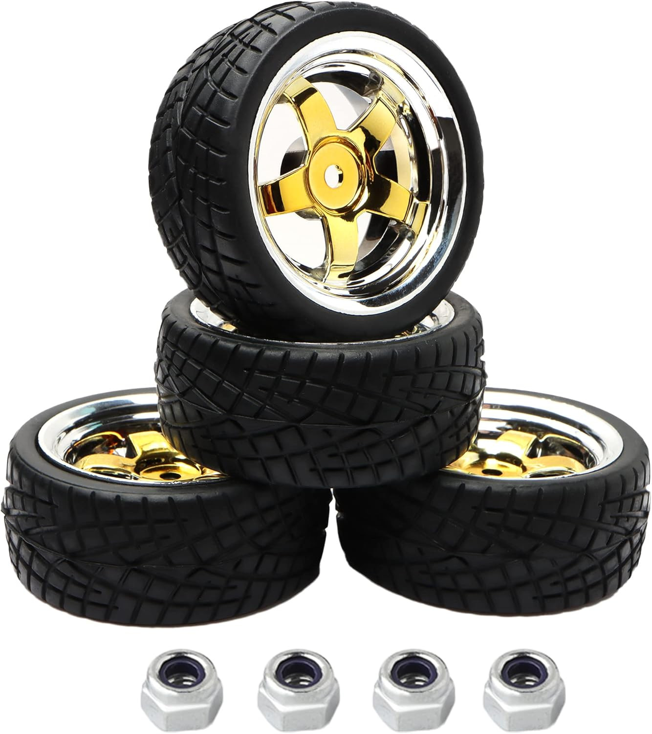 4PCS 12Mm Hex Hub RC Cars Wheels and Tires,62Mm on Road Touring Rubber Racing Ra