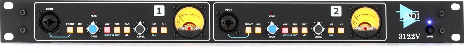API 3122V 2-Channel Mic Preamp (2-pack) Bundle