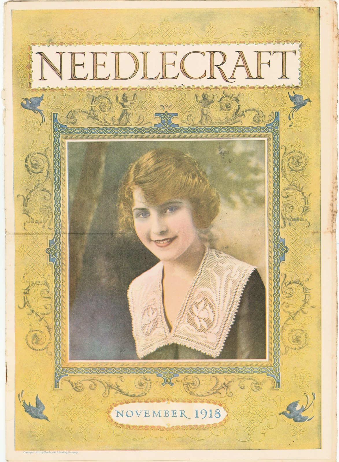 1918 Needlecraft Magazine Page Pompeian Beauty Powder Ad Doilies Crochet