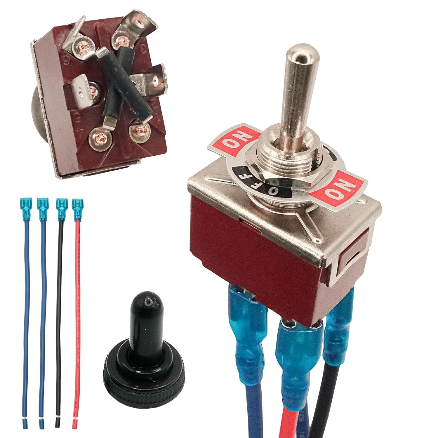 Momentary Reverse Polarity Switch 12V 30A  DPDT 4 Pin  On  Off  On  Toggle Switc