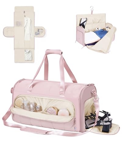Convertible Garment Bags for Travel with Wet Pocket Carry on Garment Pink