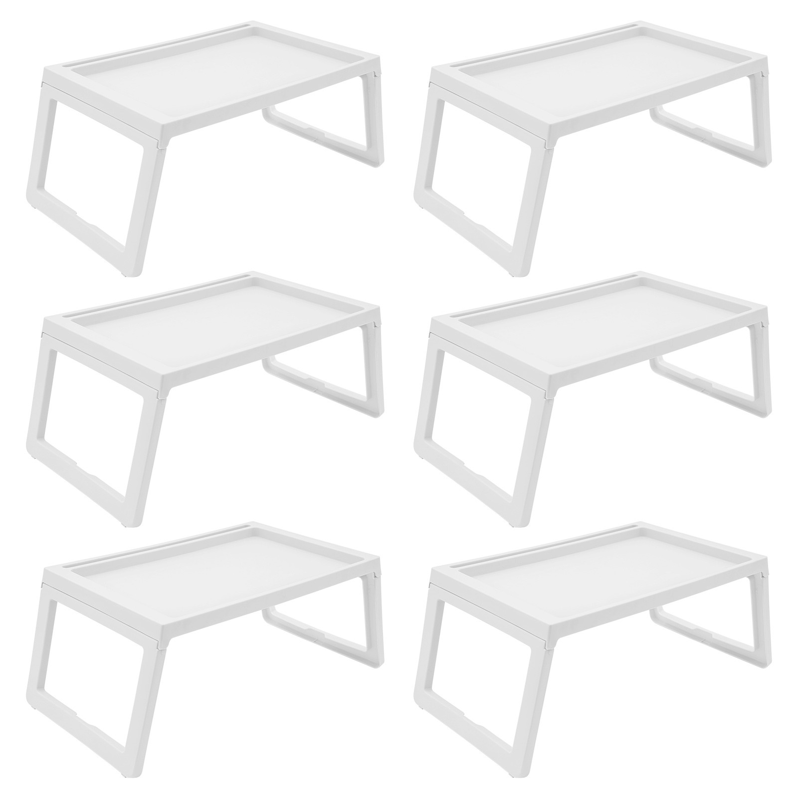 6 PCS White Foldable Laptop Desk Tray Folding Table Freestanding Lap Desks