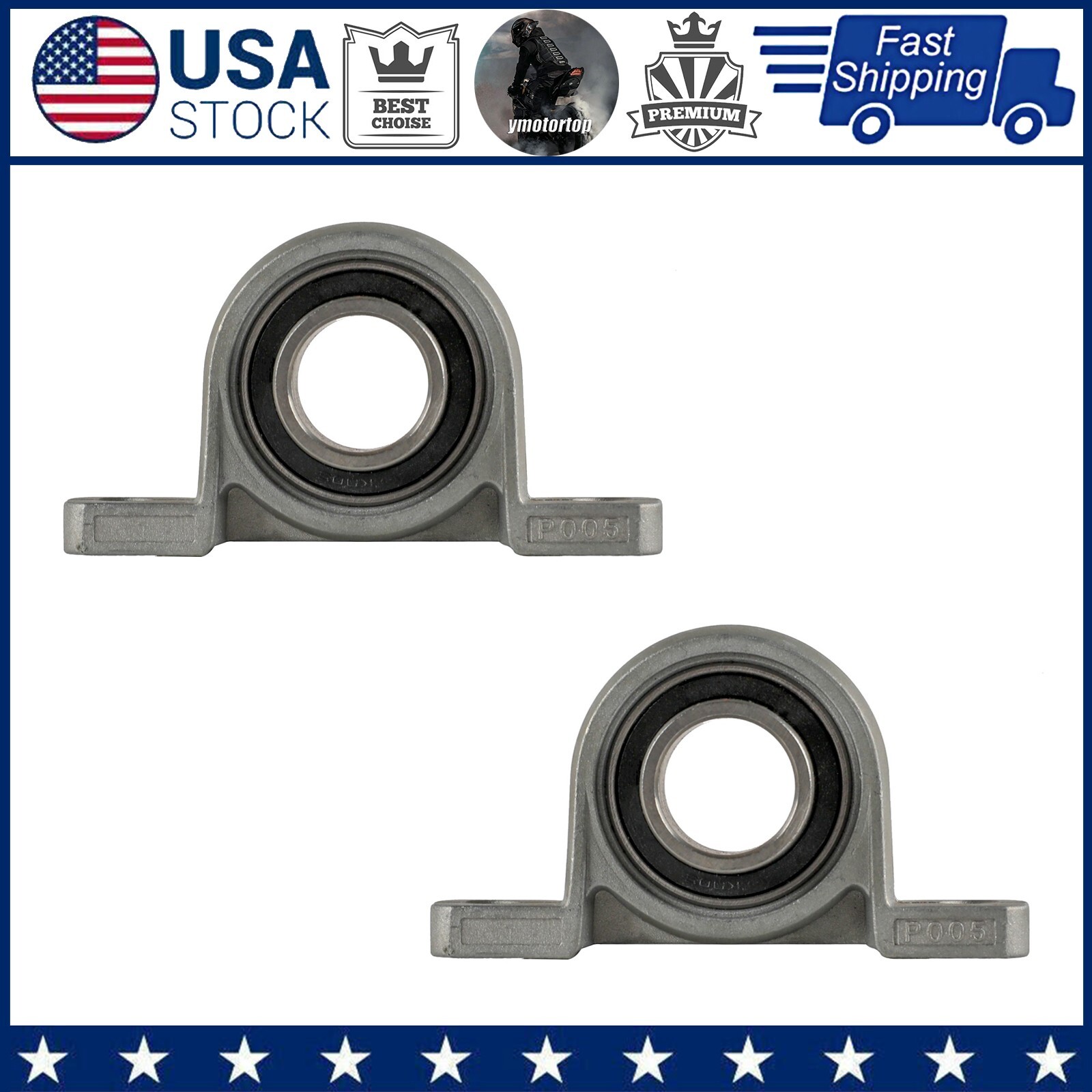 2PCS New 25mm 1" Pillow Block Bearings Bore Solid Base Housing Bearings Holder