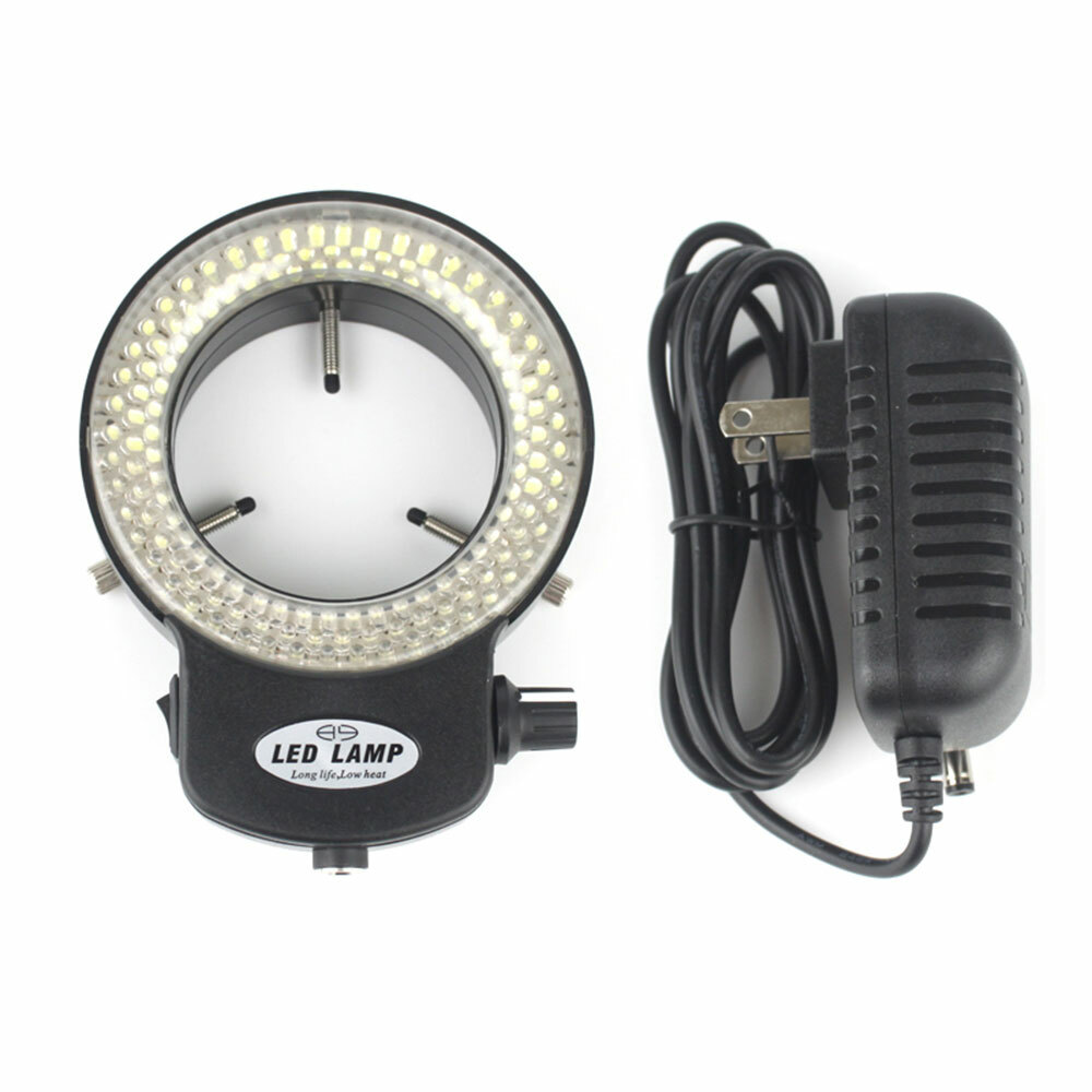 High Brightness 144 LED Bulb Microscope Ring Light Illuminator Lamp US Plug