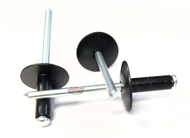 Black 3/16" Rivet Large Flange Aluminum Head Steel Mandrel Blind Pop Rivets 1...