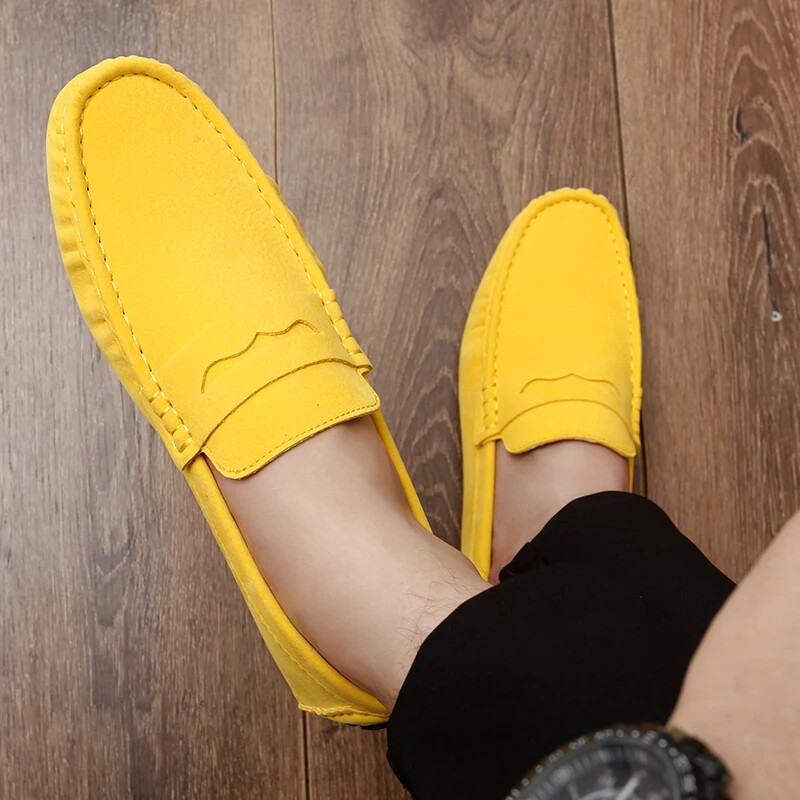 Fashion Men's Suede Loafers Comfortable Casual Shoes Slip on Flat Driving Shoes
