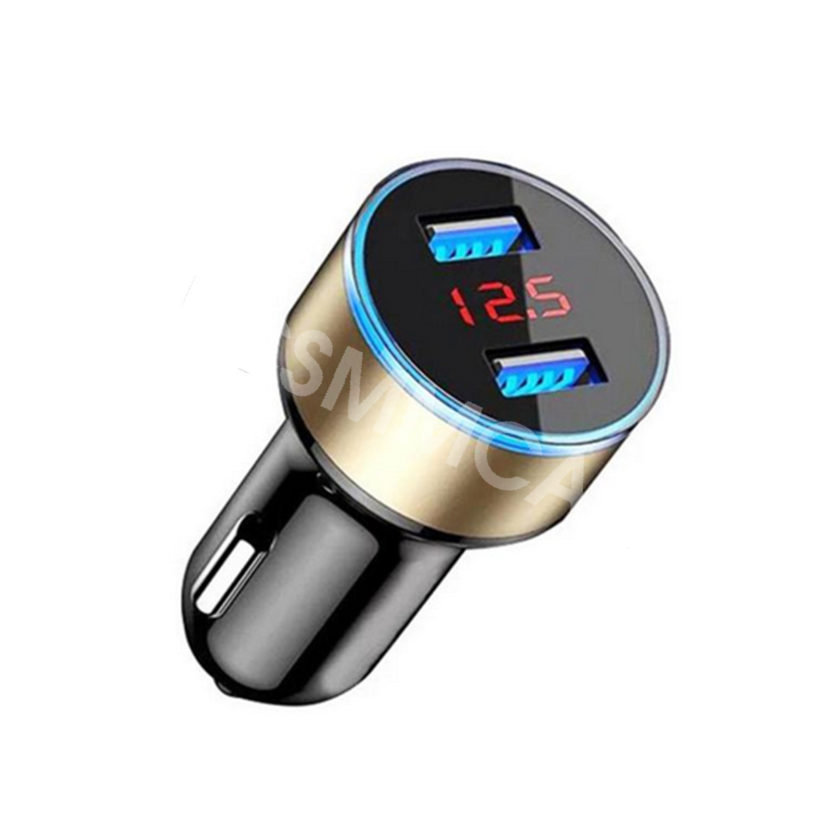Phone Charger Dual USB Power Adapter W/ Voltmeter Car Cigarette Lighter 12-24V