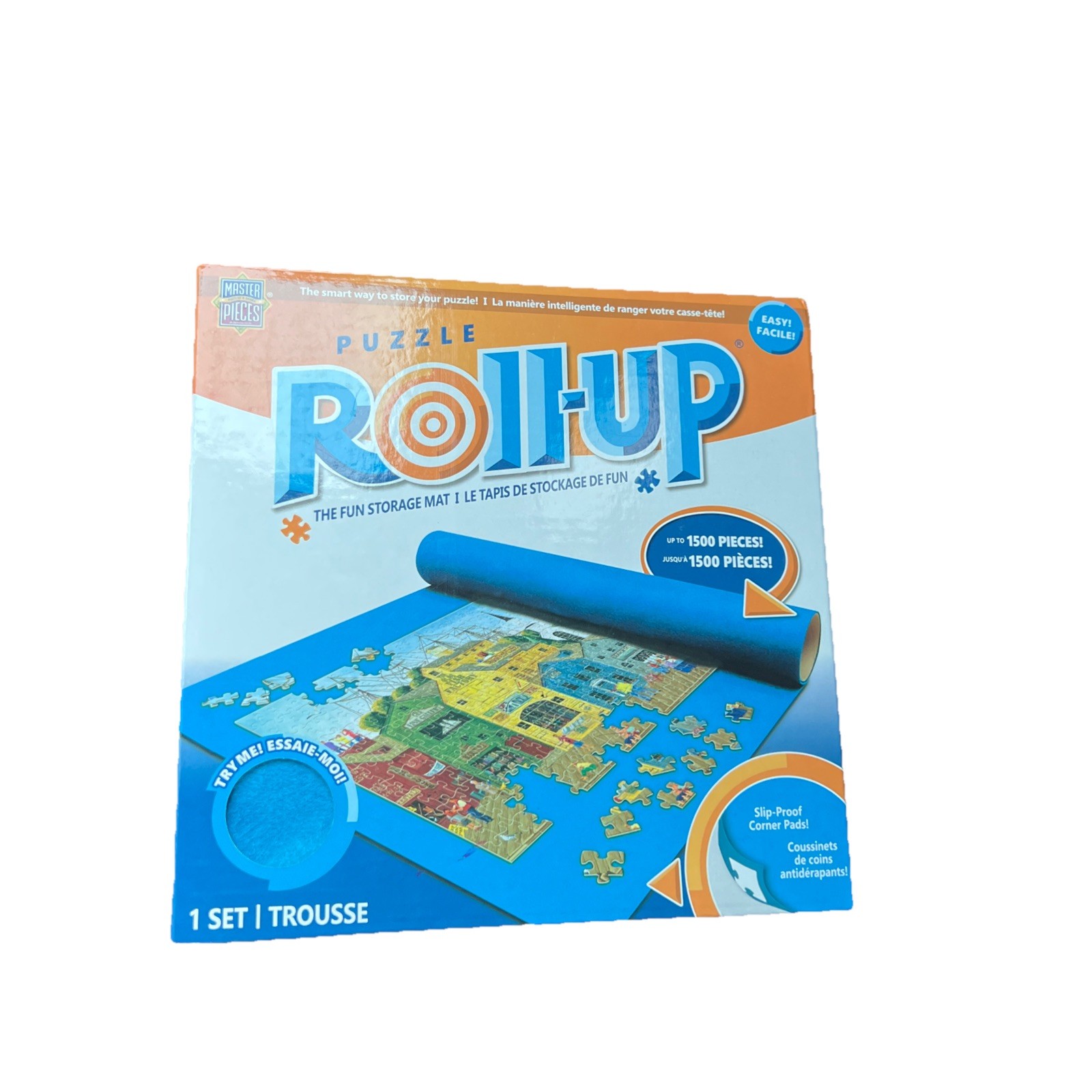 New Master Pieces Puzzle Roll Up Storage Mat 1500 Pieces 24" x 42" Blue Mat
