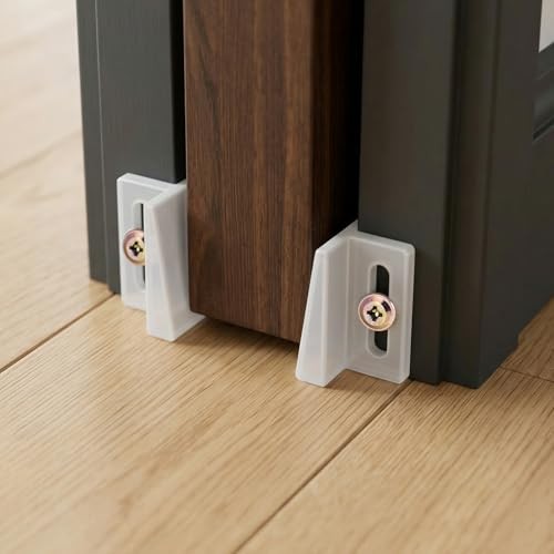 2 Pack Pocket Door Bottom Guide, Plastic Pocket Guide Sliding Door White