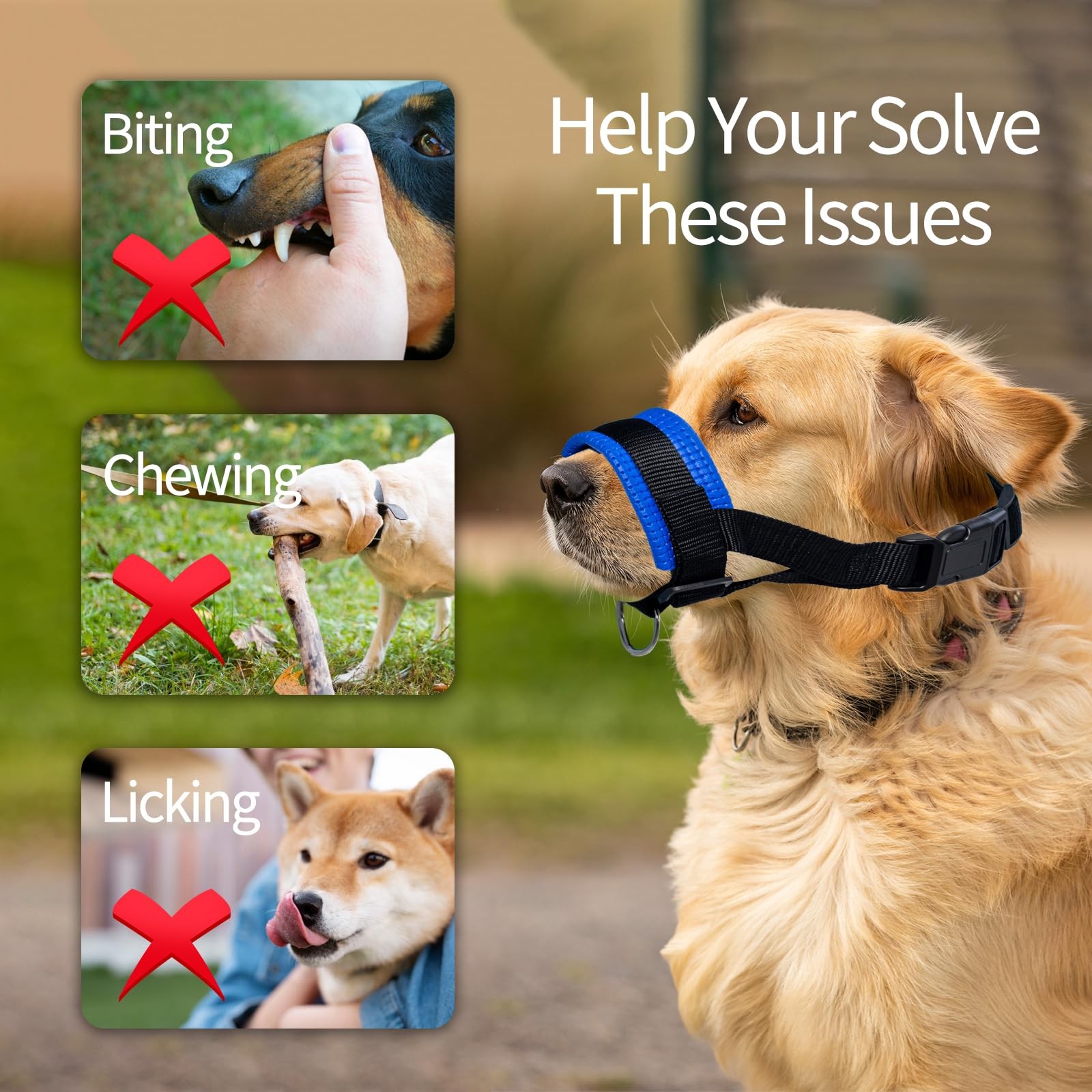 Nylon Dog Muzzle for Small,Medium,Large Dogs Prevent from Biting,Barking and ...