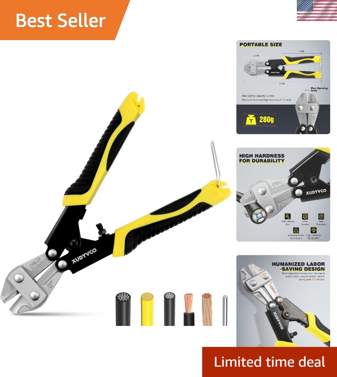 Compact 8-Inch Heavy Duty Wire Snips with Non-Slip Grip for Precision Cutting