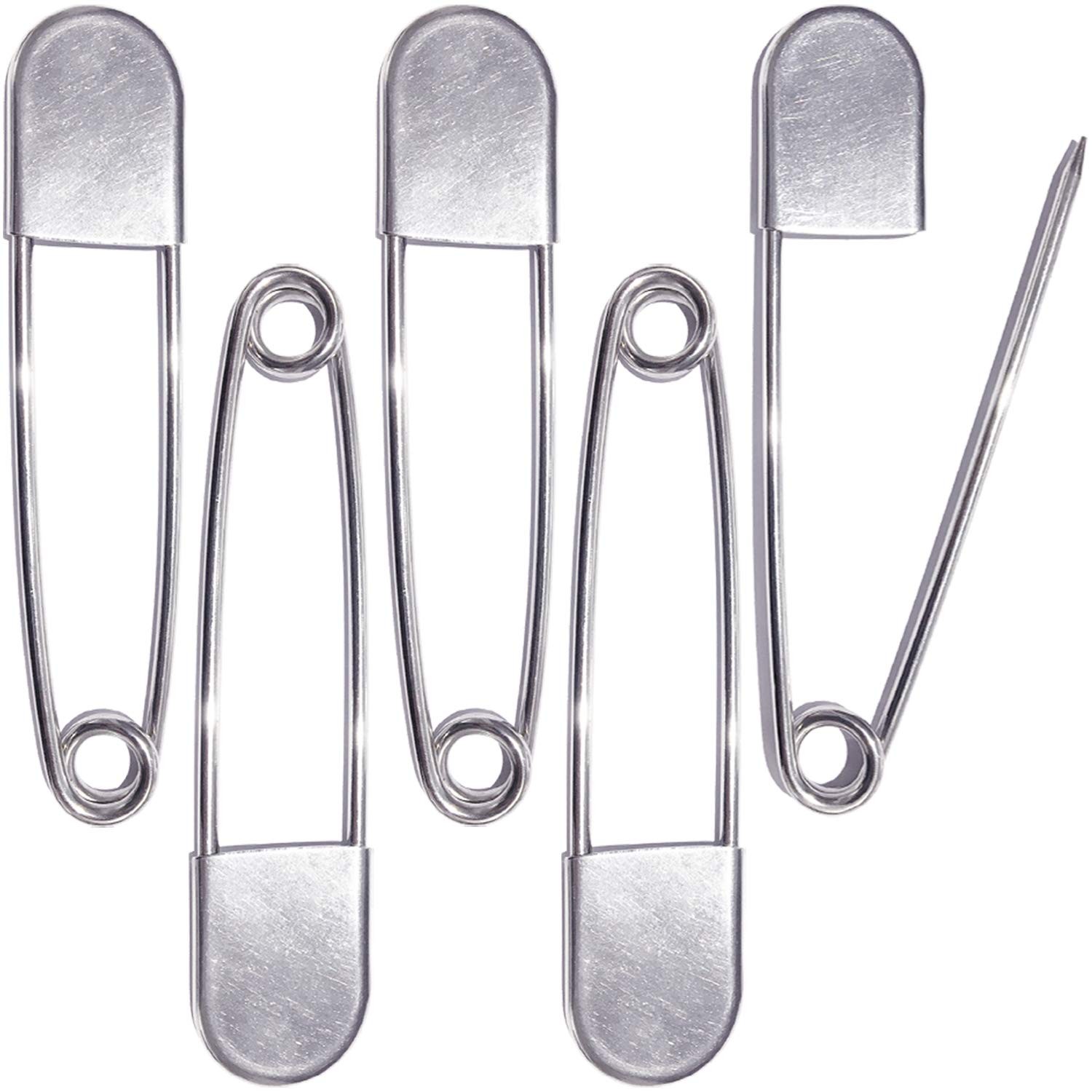 5 Inch Large Safety Pins for Clothes Big Heavy Giant Safety Pin for Fashion, ...