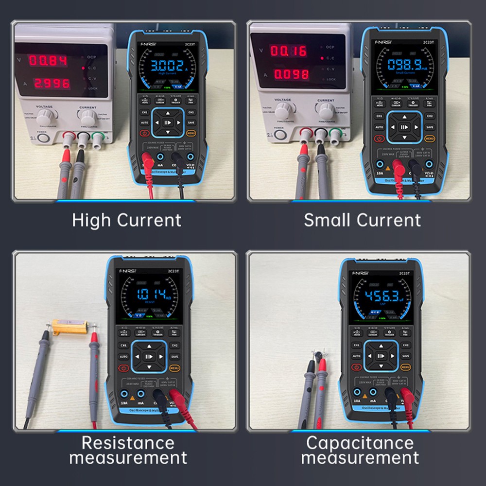 FNIRSI-2C23T Handheld Digital Oscilloscope Multimeter Function Signal Generator
