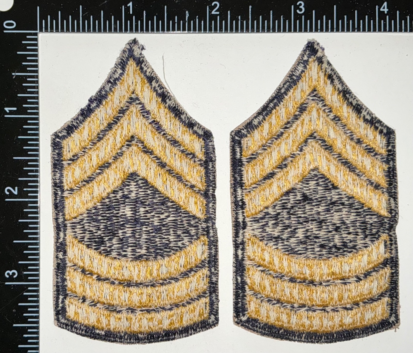 Post WWII Korean War SMALL SIZE Master Sergeant SGT CHEVRONS PAIR Patches