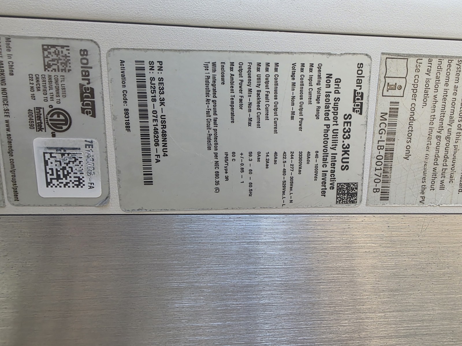 Solar edge 33.3KUS