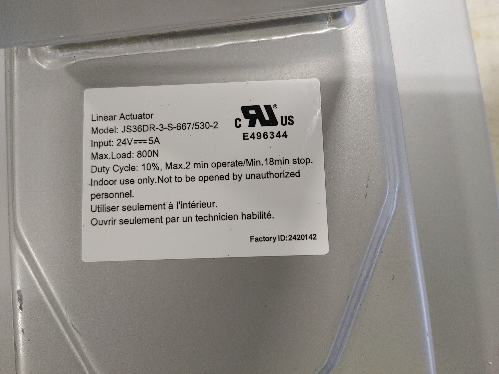 Linear Actuators JS36DR-3-S-667/530-2 for Adjustable Desk with control (R2BW)
