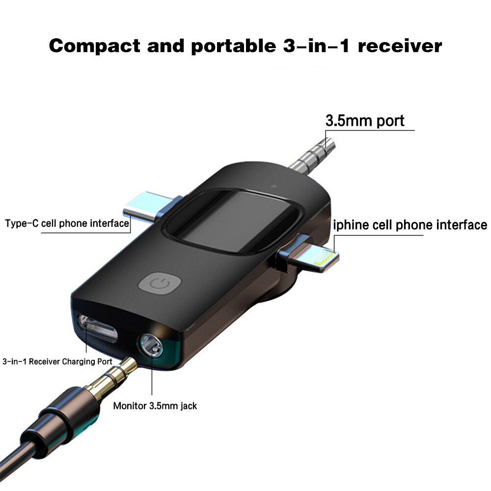 For Android/iphone 3 in 1 Wireless Lavalier Microphone Audio Video Recording Mic