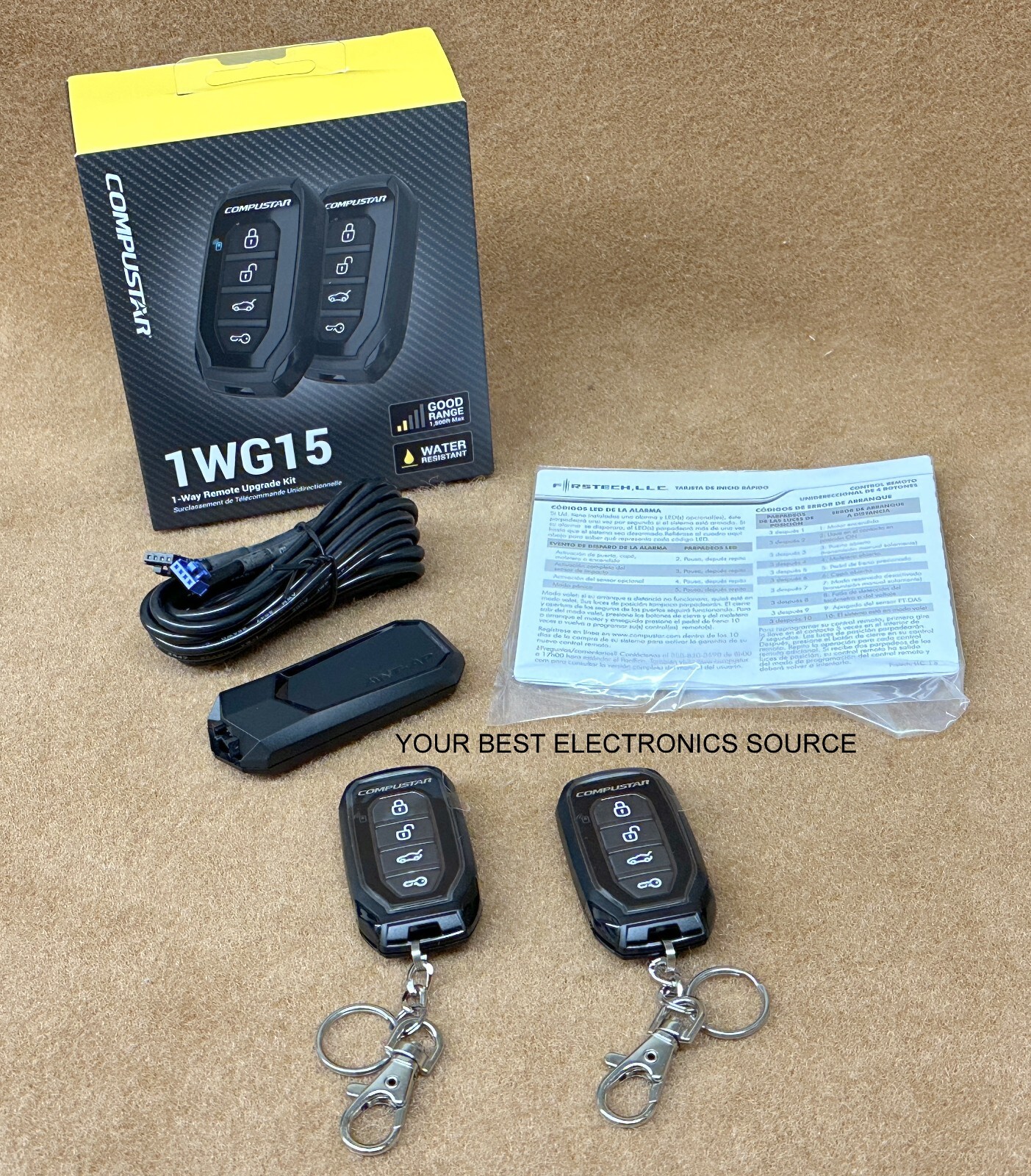 NEW Firstech / Compustar RF-1WG15-AP 1-Way, 4-Button, Remote Start Key-Fob Kit