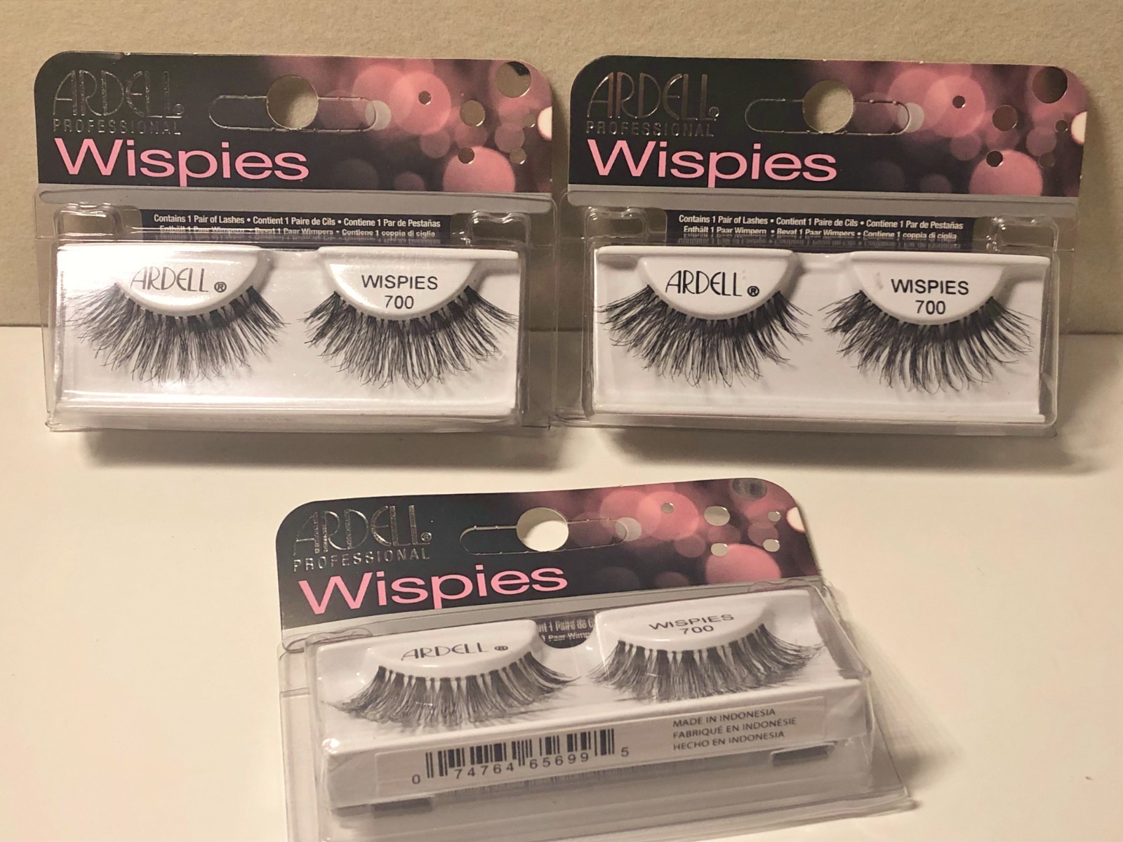 Ardell False/Fake Eyelashes Only Black Wispies 700 Long & Full Lot of 3 Sets