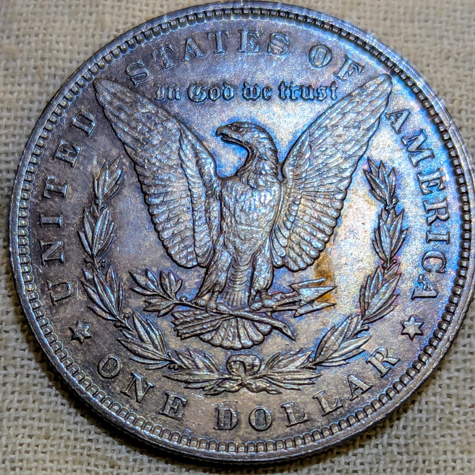 1896 Morgan Dollar UNC BU MS : Colorful Tone, Uncirculated - .9 Fine Silver