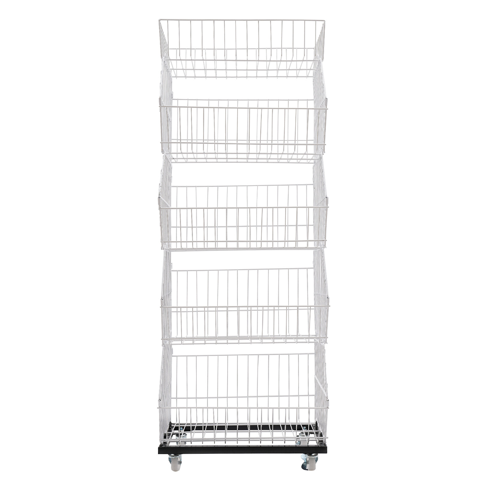 5-Tier Wire Grid Display Rack with Wheels for Fruits and Vegetables