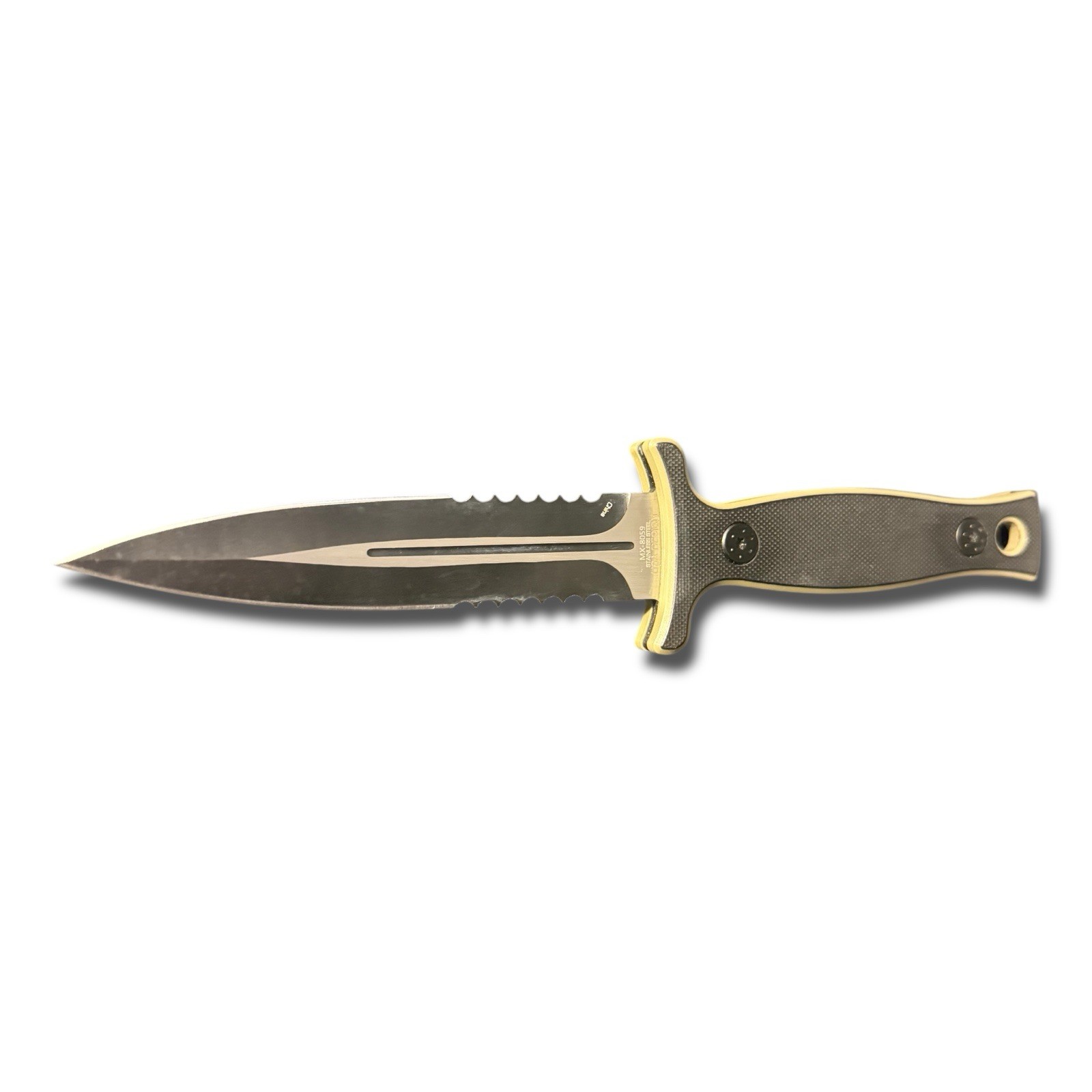 MTech Fixed Blade Dagger Knife Double Edge Serrated w Sheath G10