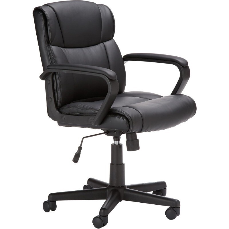 Office Computer Task Desk Chair with Padded Armrests Mid-Back Adjustable Rolling