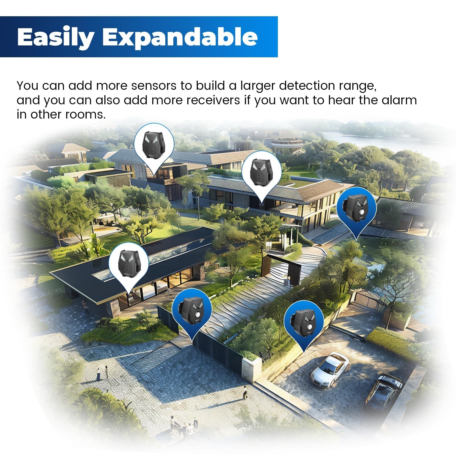 Wireless Solar Driveway Alarm System - Weatherproof Motion Sensor Detector, 1/2