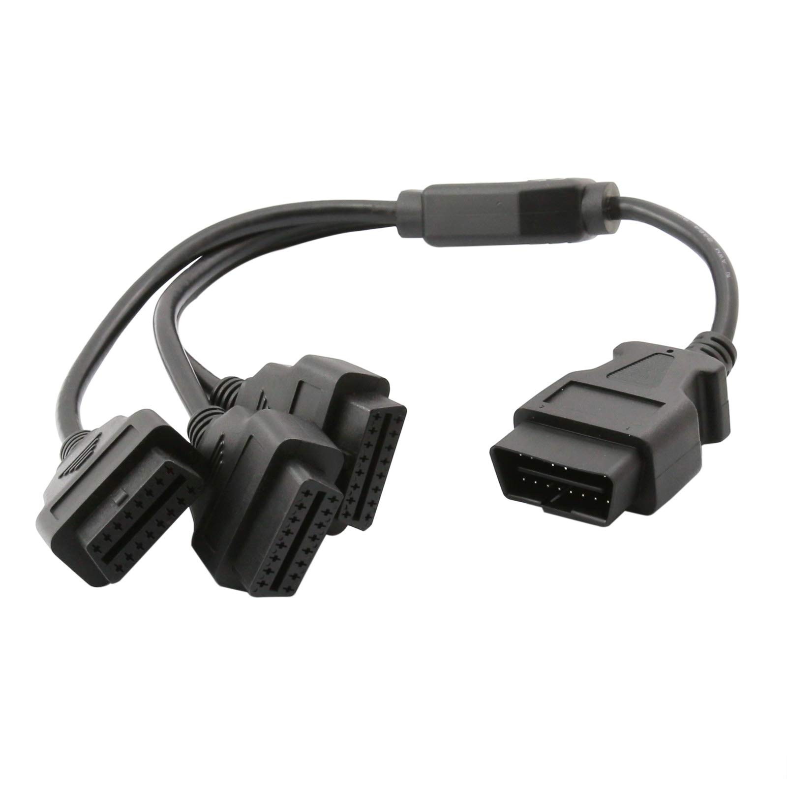 OBD2 Splitter 3 Way OBDII Extension Y Cable Adapter 1.6ft 50cm