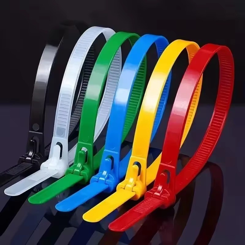 100pcs Releasable Cable Ties Reusable Black Natural Nylon Plastic Zip Tie Wraps