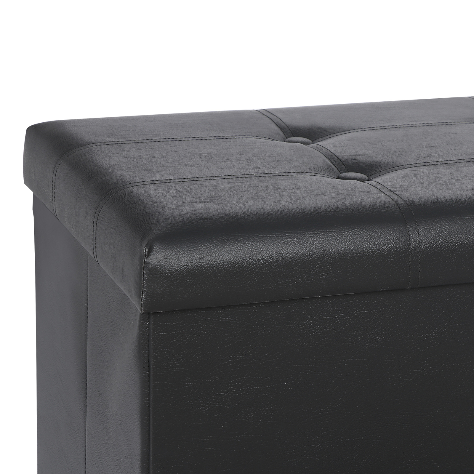 43'' Storage Ottoman Bench PVC Leather Foldable Footrest Stool w/ Divider Black