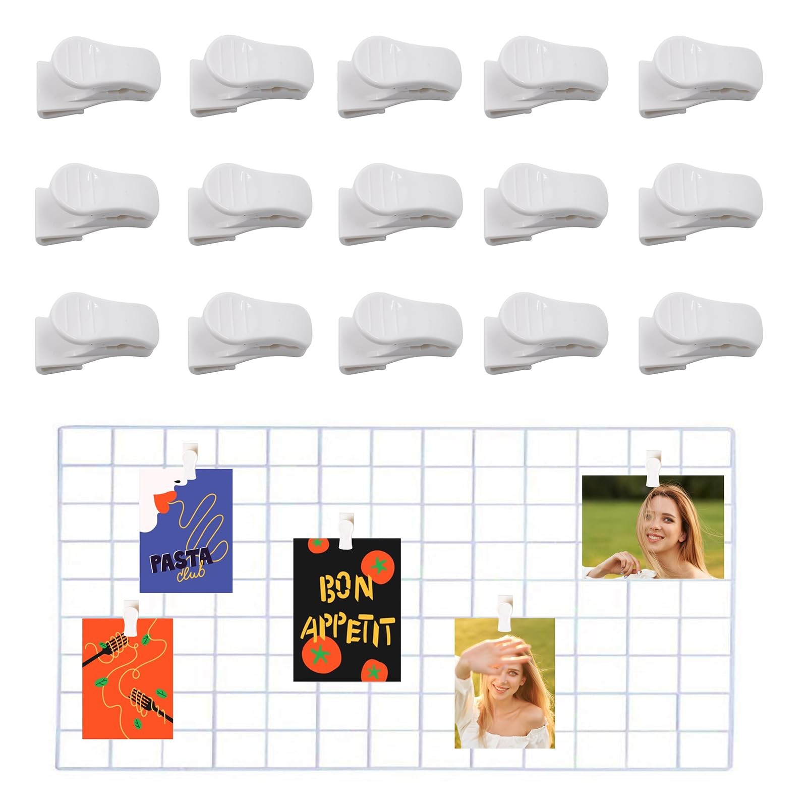 16 PCS Gridwall Accessories Grid Wall Hooks Clips White Siding Hanging Signs