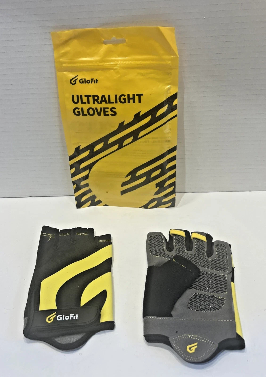 Glofit Ultralight Workout Gloves Weight Lifting Fingerless Black Yellow XL