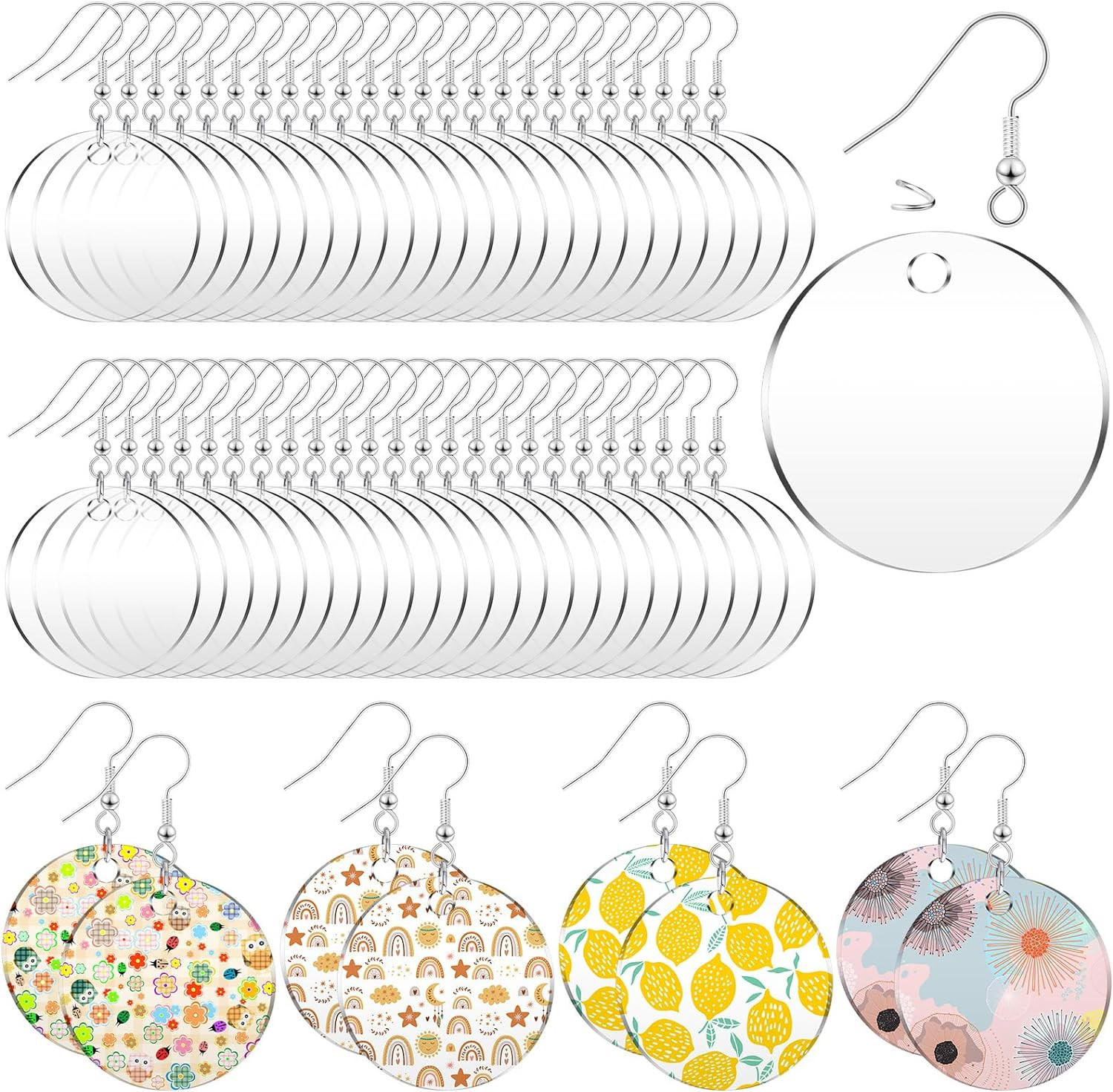 168 Pieces Acrylic Earrings Blanks DIY Earrings Making Kit Includes Transparent