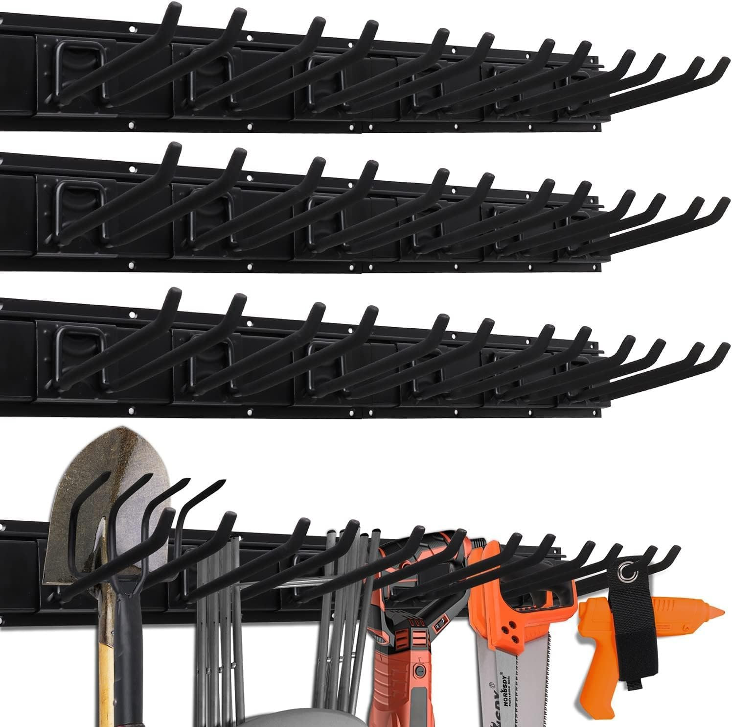 Heavy Duty 64-Inch Garage Rack with 9 Hooks, Max Load 600LB Tool Organizer