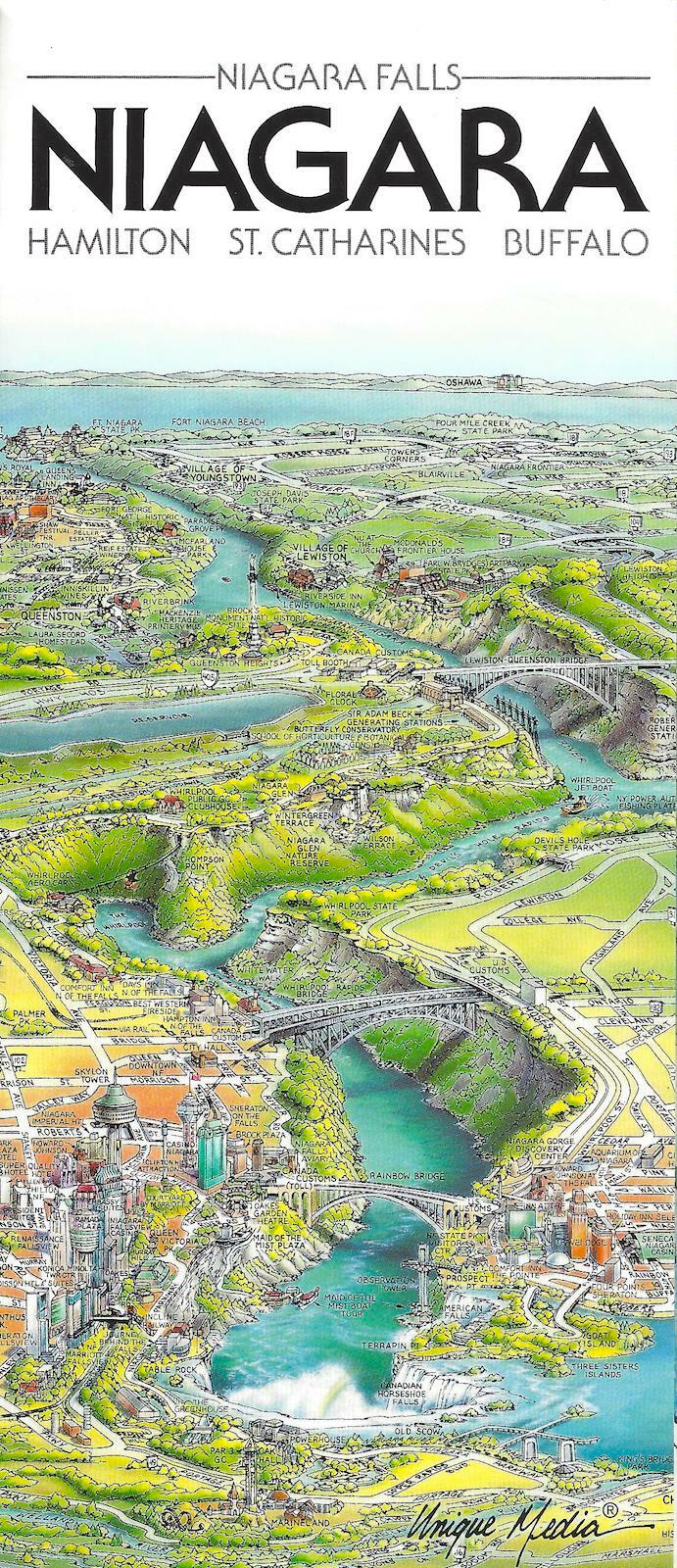 Map of Niagara Falls, USA/Canada, by Unique Media, Folded Artistic Illustrated