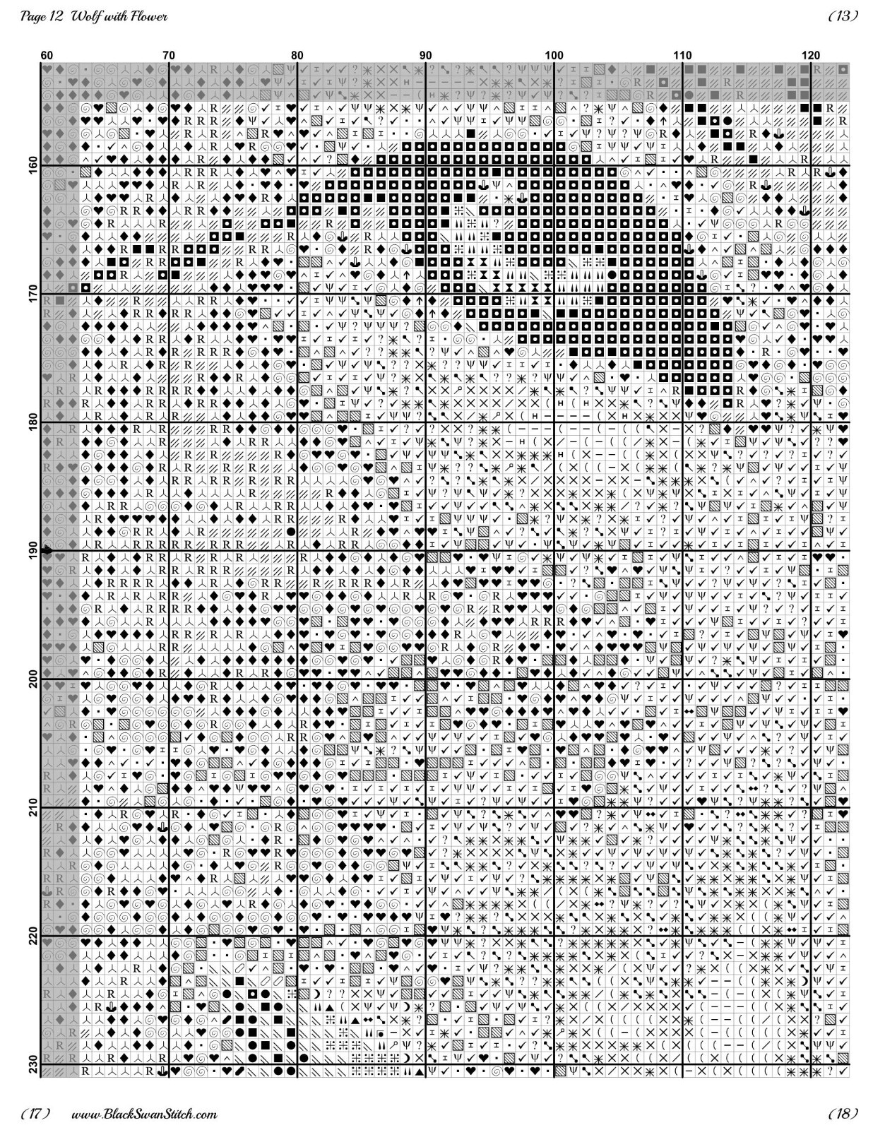 Wolf with Flower 1411 Chart Counted Cross Stitch Pattern Needlework
